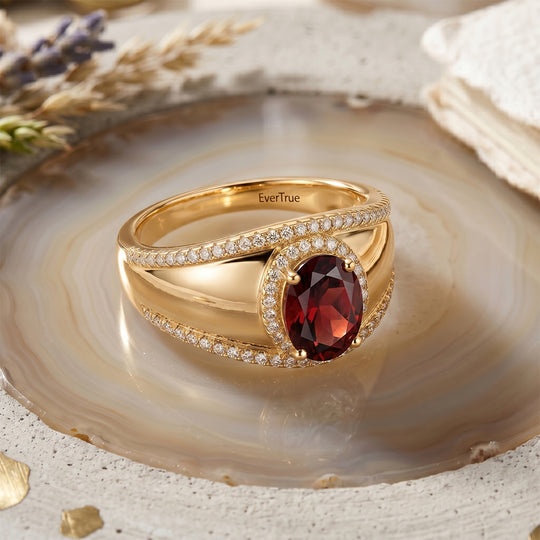 Roter Zirkonia, Weißer Zirkonia Ring Nickelfreies Messing vergoldet (Größe 16.00) 6.00 ct