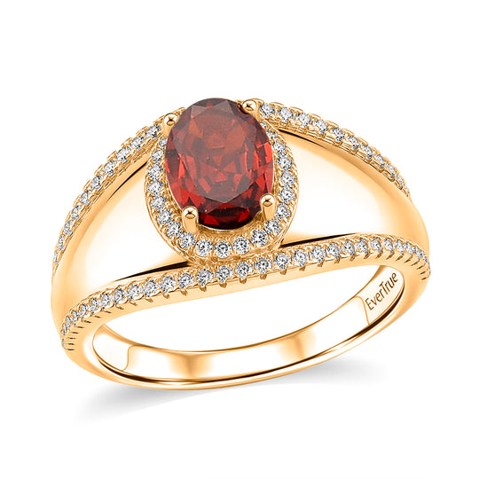 Roter Zirkonia, Weißer Zirkonia Ring Nickelfreies Messing vergoldet (Größe 16.00) 6.00 ct