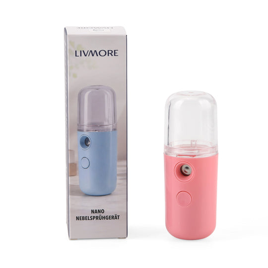 LIVMORE - Mini-Nano-Feuchtigkeitsspray-, wiederaufladbar, 20 ml, Weiß