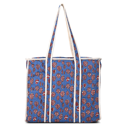 LIVMORE Stepp-Shopper mit Reißverschluss und langen Henkeln, 45 x 43 x 15 cm, Blau