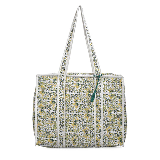 LIVMORE Stepp-Shopper mit Reißverschluss und langen Henkeln, 45 x 43 x 15 cm, Blau
