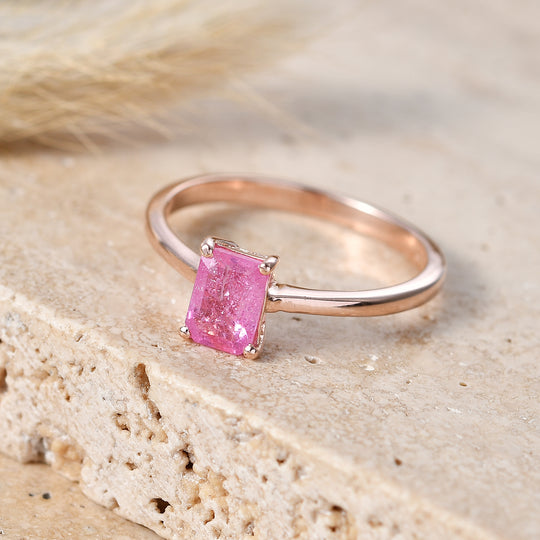 EVER TRUE Ilakaka Rosa Saphir (Fissure gefüllt) Ring 950 Kupfer (Größe 20.00) ca. 1,47 ct