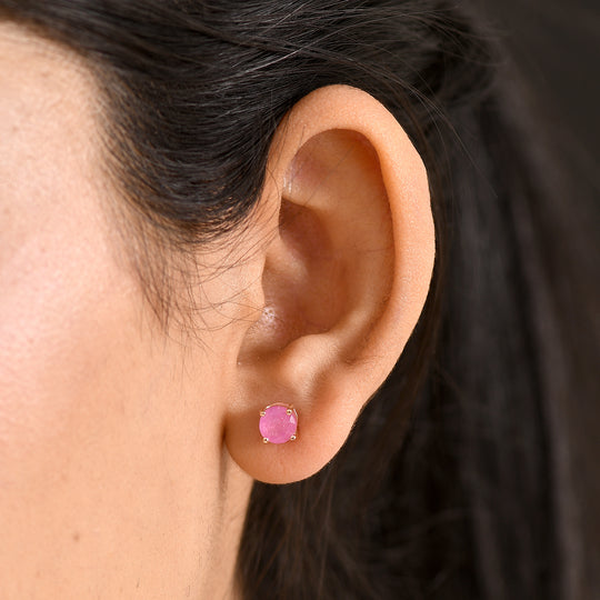D'Joy Ilakaka Rosa Saphir (Fissure gefüllt) Ohrringe 925 Silber 750 Rosévergoldet ca. 2.49 ct