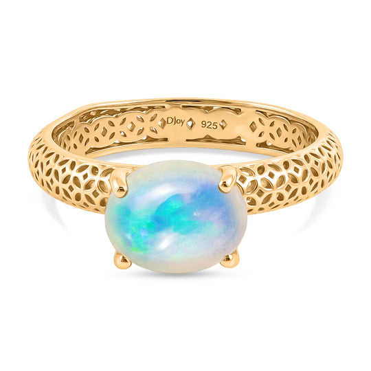 D'Joy AA Natürlicher, äthiopischer Welo Opal Ring 925 Silber 750 Vergoldet (Größe 18.00) ca. 1,28 ct