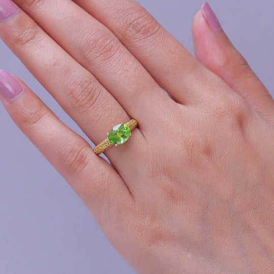 D'Joy AA Peridot Ring 925 Silber 750 Vergoldet (Größe 19.00) ca. 2,02 ct