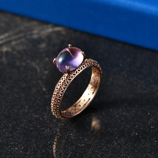 D'Joy AAA Rose De France Amethyst Ring 925 Silber 750 Rosévergoldet (Größe 21.00) ca. 2,14 ct