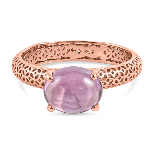 D'Joy AAA Rose De France Amethyst Ring 925 Silber 750 Rosévergoldet (Größe 21.00) ca. 2,14 ct