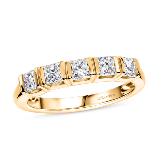 LUXURIANT DIAMOND - Lab Grown Diamant SI-GH SGL zertifiziert Ring 925 Silber 750 Gelbgold vermeil (Größe 20.00) ca. 1.00 ct