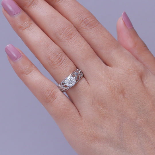 D'Joy Moissanit Ring 925 Silber Platiniert (Größe 18.00) ca. 1,20 ct