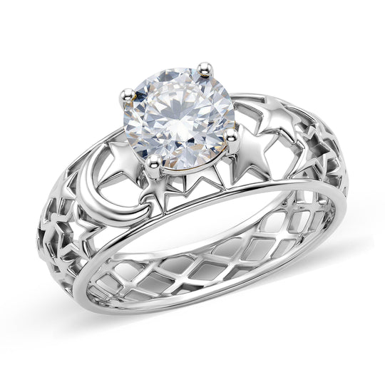 D'Joy Moissanit Ring 925 Silber Platiniert (Größe 18.00) ca. 1,20 ct