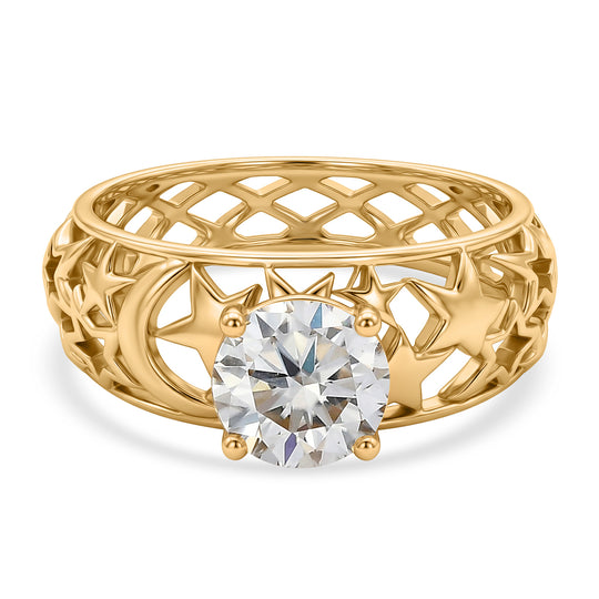 D'Joy Moissanit Ring 925 Silber Platiniert (Größe 18.00) ca. 1,20 ct