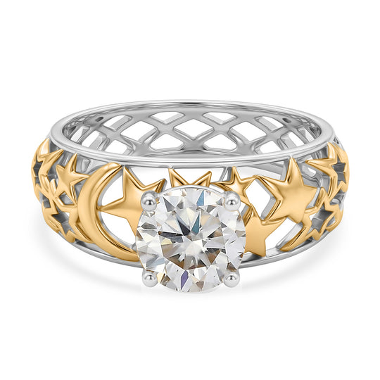 D'Joy Moissanit Ring 925 Silber Platiniert (Größe 18.00) ca. 1,20 ct