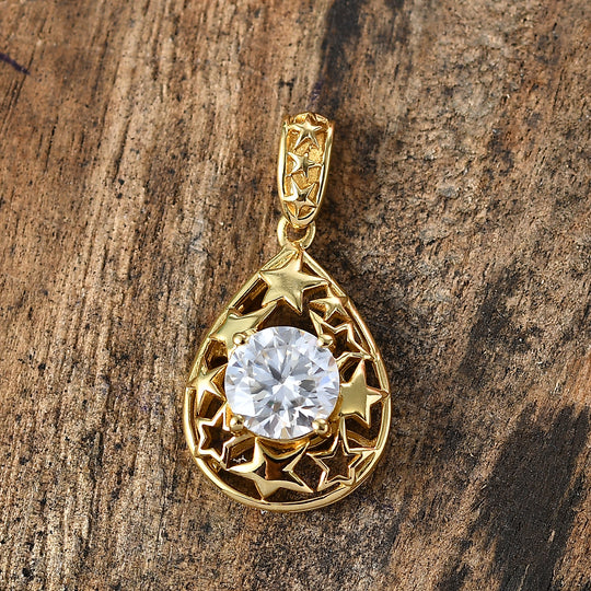 D'Joy Moissanit Anhänger 925 Silber Platiniert ca. 1.20 ct