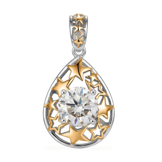 D'Joy Moissanit Anhänger 925 Silber Platiniert ca. 1.20 ct