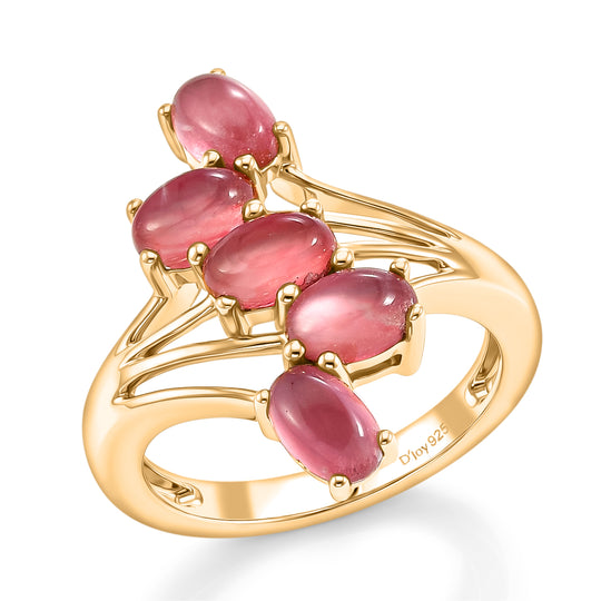 D'Joy Flamingo Mondstein Ring 925 Silber 750 Gelbgold vermeil (Größe 20.00) ca. 3,75 ct