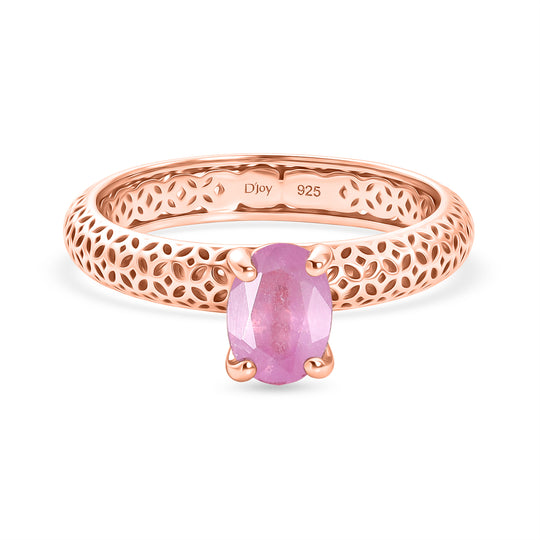 D'Joy Ilakaka Rosa Saphir (Fissure gefüllt) Ring 925 Silber 750 Rosévergoldet (Größe 19.00) ca. 1,21 ct