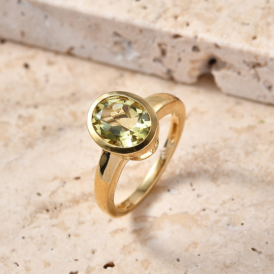 D'Joy AAA Ouro Verde-Quarz Ring 925 Silber 750 Vergoldet (Größe 20.00) ca. 2,55 ct