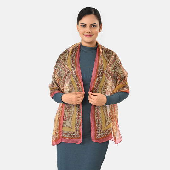 LA MAREY Seidenschal, 100 % Seide, Diamantmuster, 49 x 160 cm, Blau