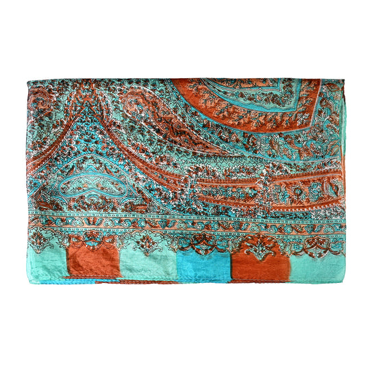 LA MAREY Seidenschal, 100 % Seide, Paisley-Muster, 49 x 160 cm, Schwarz