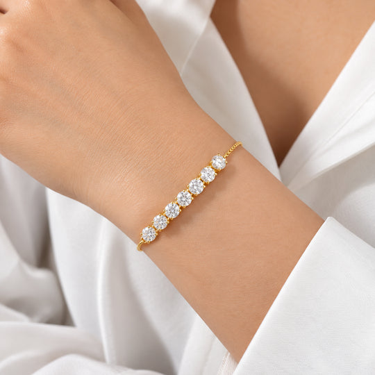 D'Joy Moissanit Armband ca. 16.5- 26.75 cm, verstellbar, 925 Silber Platiniert ca. 3.12 ct