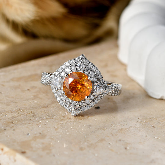 D'Joy AA Sphalerit, Moissanit Ring 925 Silber Rhodiniert (Größe 17.00) (10-16 Werktage Lieferzeit) ca. 3,75 ct