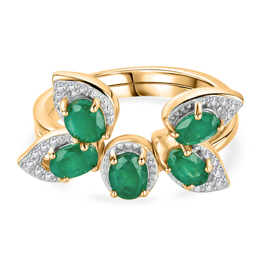D'Joy Socoto Smaragd Ring 925 Silber 750 Gelbgold vermeil (Größe 21.00) ca. 1,64 ct