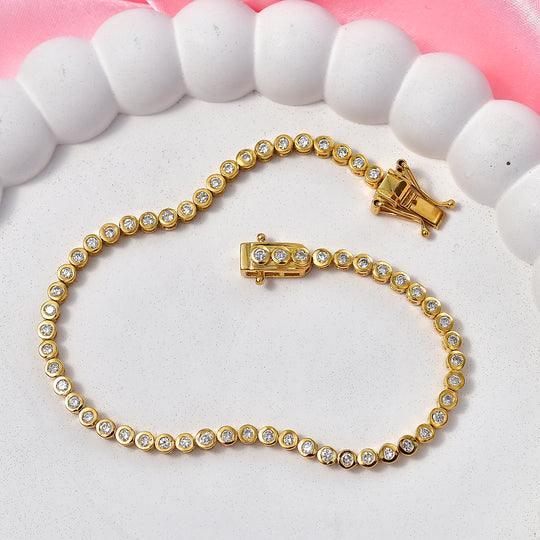 LUXURIANT DIAMOND - Lab Grown Diamant SI-GH SGL zertifiziert Armband ca. 20 cm 925 Silber 750 Gelbgold vermeil (10-15 Werktage Lieferzeit) ca. 2.00 ct