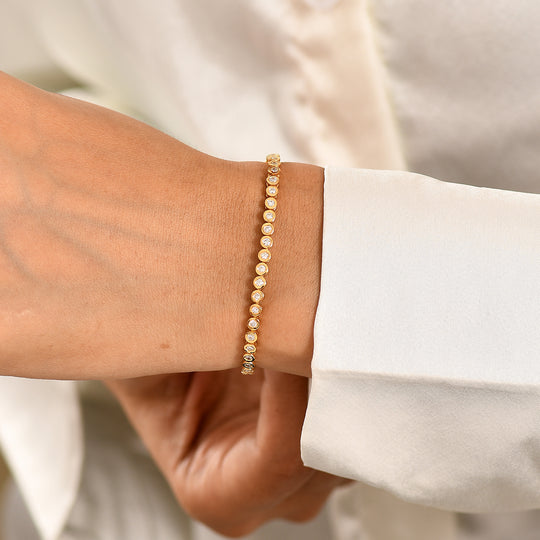 LUXURIANT DIAMOND - Lab Grown Diamant SI-GH SGL zertifiziert Armband ca. 20 cm 925 Silber 750 Gelbgold vermeil (10-15 Werktage Lieferzeit) ca. 2.00 ct