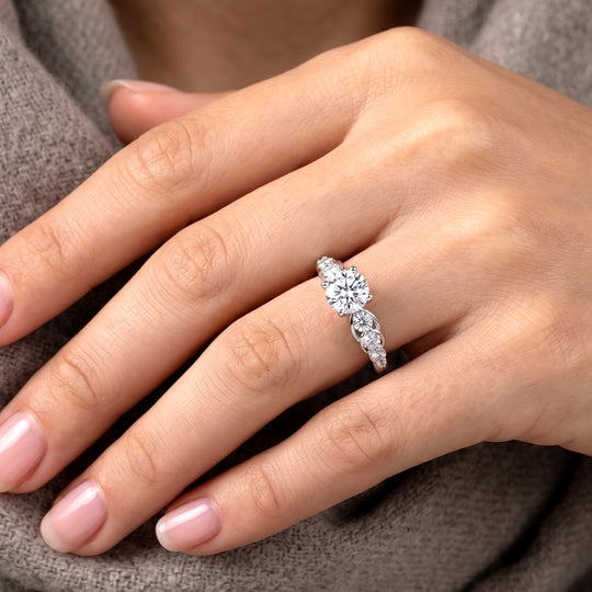 LUXURIANT DIAMOND - Lab Grown Diamant VS-EF SGL zertifiziert Ring 925 Silber Rhodiniert (Größe 18.00) ca. 1.00 ct