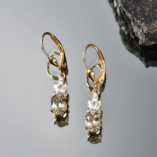 D'Joy AA Turkizit, Moissanit AGI zertifiziert Ohrringe 925 Silber 750 Gelbgold vermeil ca. 2,54 ct.