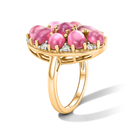 D'Joy Flamingo Mondstein Ring 925 Silber 750 Gelbgold vermeil (Größe 17.00) ca. 8,33 ct