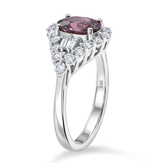 LUXURIANT (10-16 Werktage Lieferzeit) 2 ct. AAA lila Spinell und Labor Diamant Ring in 417 Weißgold