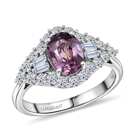 LUXURIANT (10-16 Werktage Lieferzeit) 2 ct. AAA lila Spinell und Labor Diamant Ring in 417 Weißgold