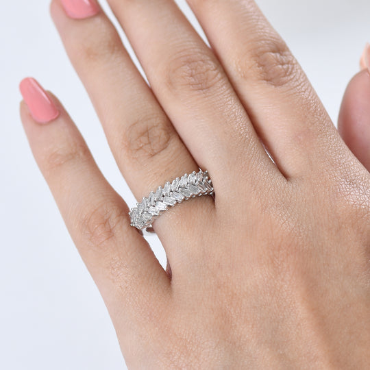 D'Joy Weißer Diamant Ring 925 Silber Rhodiniert (Größe 20.00) ca. 0.50 ct