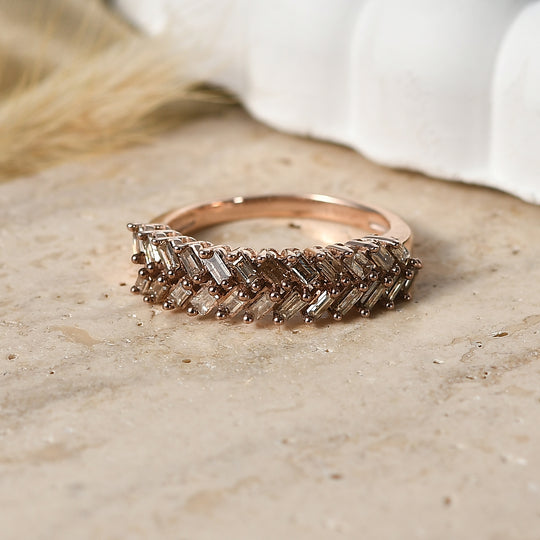 D'Joy Natürlicher Champagner Diamant Ring 925 Silber 750 Roségold vermeil (Größe 21.00) ca. 0.50 ct