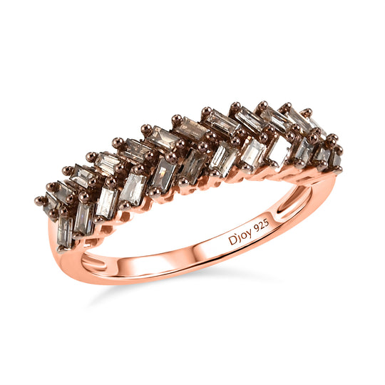 D'Joy Natürlicher Champagner Diamant Ring 925 Silber 750 Roségold vermeil (Größe 21.00) ca. 0.50 ct