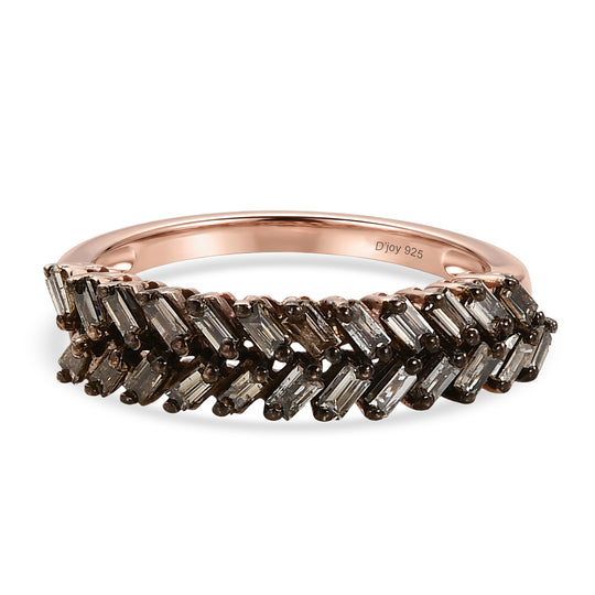 D'Joy Natürlicher Champagner Diamant Ring 925 Silber 750 Roségold vermeil (Größe 21.00) ca. 0.50 ct