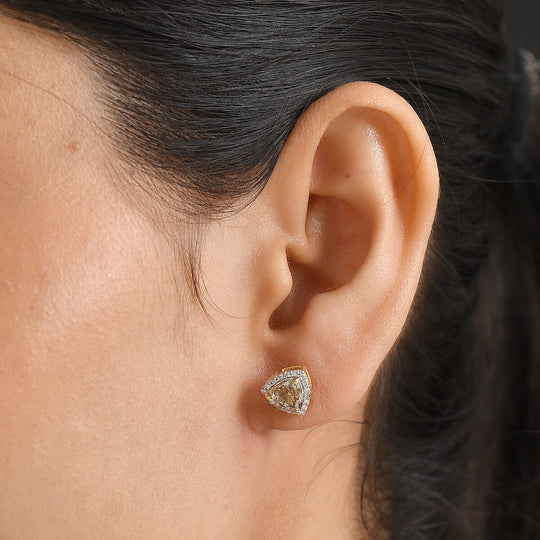 D'Joy AA Turkizit, Moissanit AGI zertifiziert Ohrringe 925 Silber 750 Gelbgold vermeil ca. 4,04 ct.