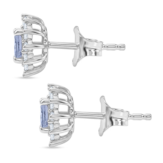 D'Joy Tansanit, Weißer Zirkon Ohrringe 925 Silber Platiniert ca. 1,00 ct.