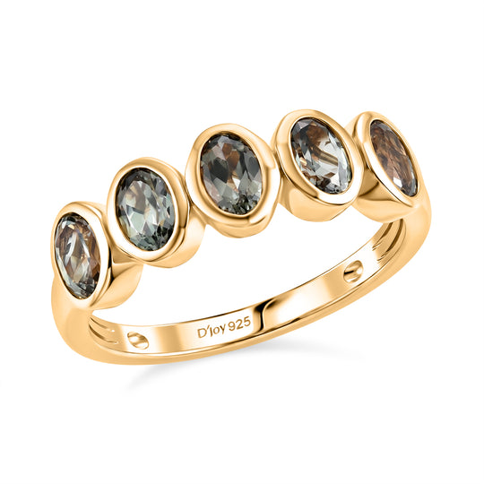 D'Joy Grüner Tansanit Ring 925 Silber 750 Vergoldet (Größe 19.00) ca. 1,25 ct