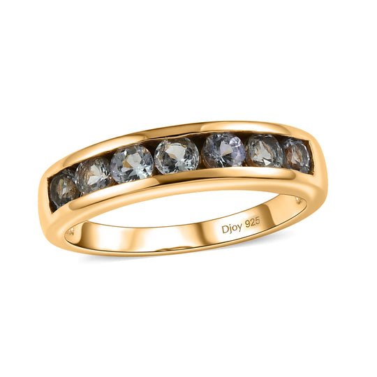 D'Joy Grüner Tansanit Ring 925 Silber 750 Vergoldet (Größe 21.00) ca. 0,94 ct