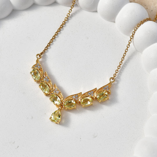 EVER TRUE AAA Ouro Verde-Quarz Halskette ca. 45 cm Nickelfreies Messing ca. 3,64 ct.