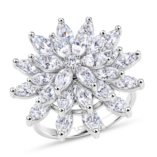 Weißer Zirkonia Ring Nickelfreies Messing, flexibles (Größe 17.00-18.00), Silberfarben