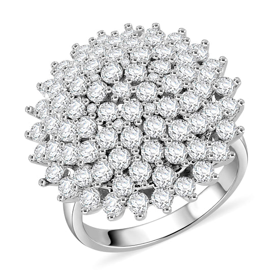 Weißer Zirkonia Ring Nickelfreies Messing, Silbefarben, (Größe 18.75) 6.00 ct