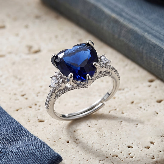Blau Kristall und Weißer Zirkonia Ring Nickelfreies Messing (Größe 21.00) 1.01 ct