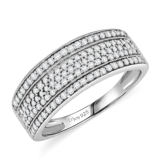D'Joy Weißer Diamant Ring 925 Silber Rhodiniert (Größe 19.00) ca. 0,53 ct