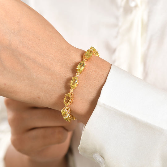 D'Joy AAA Ouro Verde-Quarz Armband ca. 19 cm 925 Silber 750 Gelbgold vermeil ca. 13,82 ct.
