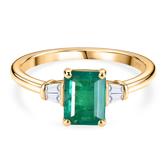 LUXORO AAA Kagem Sambischer Smaragd, Weißer Diamant Ring 375 Gold (Größe 17.00) ca. 1.73 ct