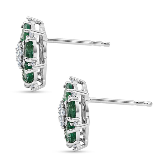 D'Joy 2,16 ct. AAA Kagem sambische Smaragd und Labor Diamant Ohrringe, 925 Silber rhodiniert