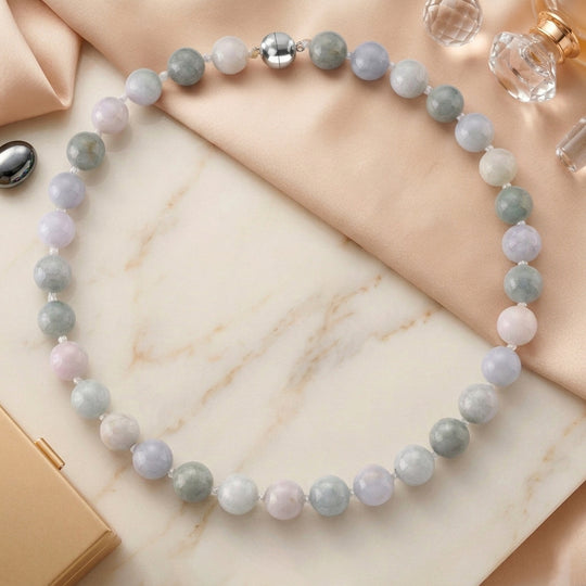D'Joy Mehrfarbig Jade Halskette ca. 50 cm 925 Silber Rhodiniert ca. 640,00 ct.